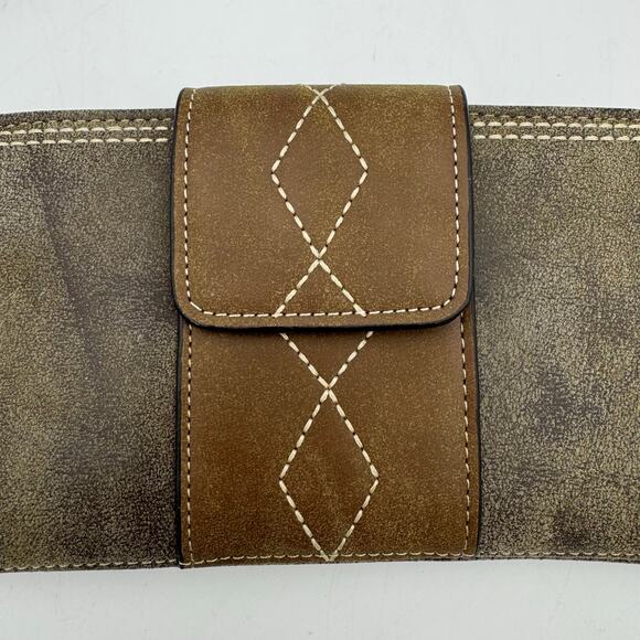 Justin RFID Western Wallet Brown Tan Diamond Stitch Bifold NWT - Picture 3 of 10